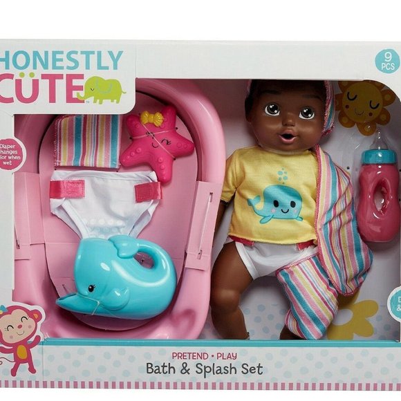 Honestly Cute Bath & Splash Set Ethnic African American 9pc includes Doll - Picture 1 of 3